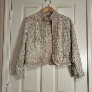 Chico's Elegant Cream Lace Blazer